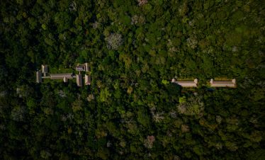 Luftaufnahme der Tambopata Research Center Lodge